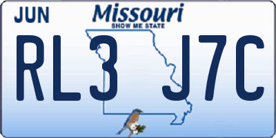 MO license plate RL3J7C