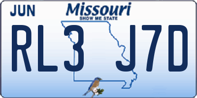 MO license plate RL3J7D