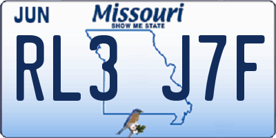 MO license plate RL3J7F
