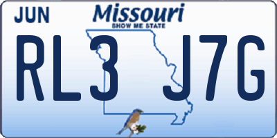 MO license plate RL3J7G
