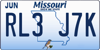 MO license plate RL3J7K