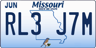 MO license plate RL3J7M