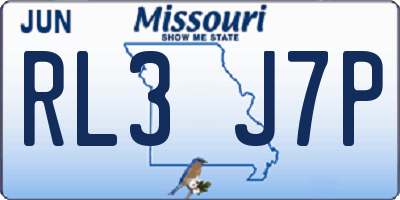 MO license plate RL3J7P