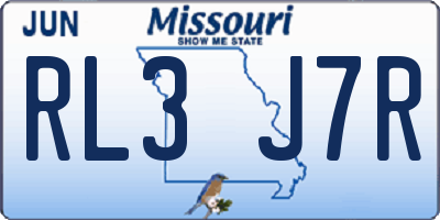 MO license plate RL3J7R