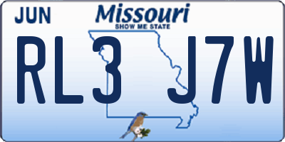 MO license plate RL3J7W