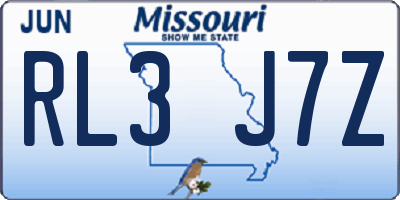 MO license plate RL3J7Z