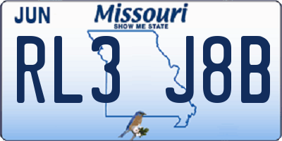 MO license plate RL3J8B