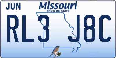 MO license plate RL3J8C