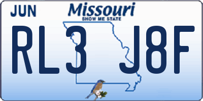 MO license plate RL3J8F