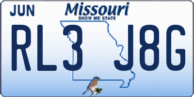 MO license plate RL3J8G