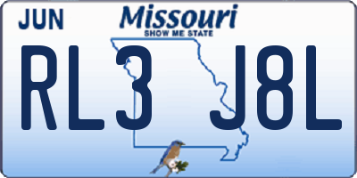 MO license plate RL3J8L