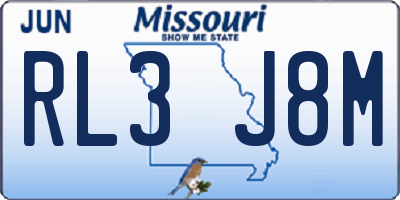 MO license plate RL3J8M