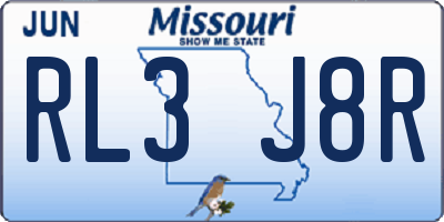 MO license plate RL3J8R