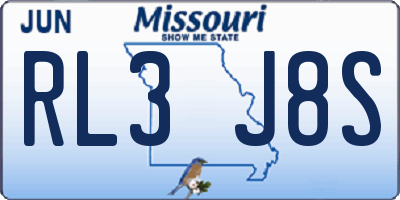 MO license plate RL3J8S