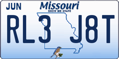 MO license plate RL3J8T