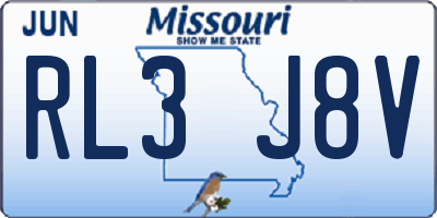MO license plate RL3J8V