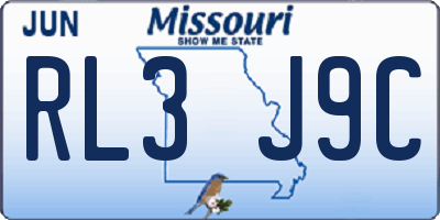 MO license plate RL3J9C