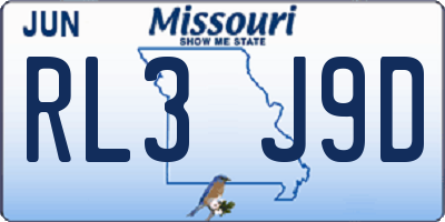 MO license plate RL3J9D