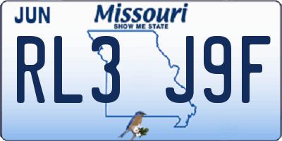 MO license plate RL3J9F