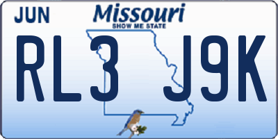 MO license plate RL3J9K
