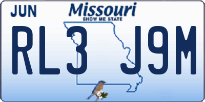 MO license plate RL3J9M