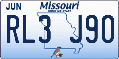 MO license plate RL3J9O