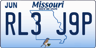 MO license plate RL3J9P