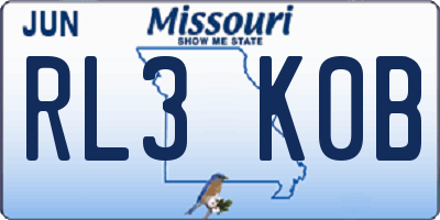 MO license plate RL3K0B