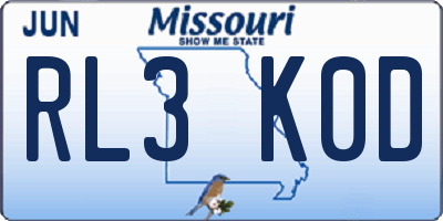 MO license plate RL3K0D