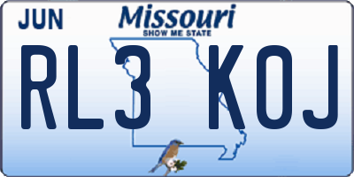 MO license plate RL3K0J