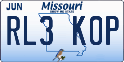 MO license plate RL3K0P