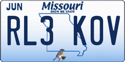 MO license plate RL3K0V