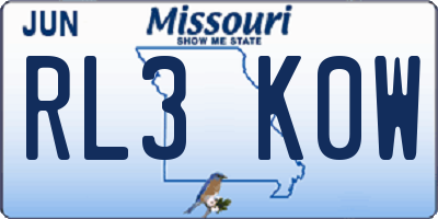 MO license plate RL3K0W