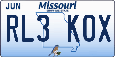MO license plate RL3K0X