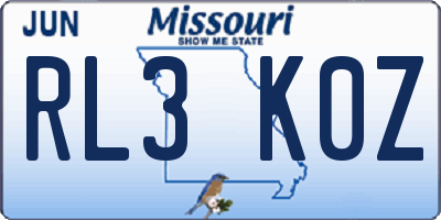 MO license plate RL3K0Z