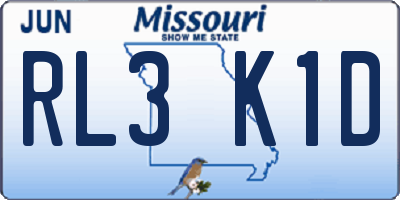 MO license plate RL3K1D