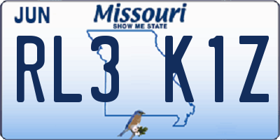 MO license plate RL3K1Z