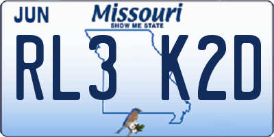 MO license plate RL3K2D
