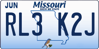MO license plate RL3K2J