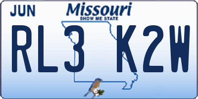 MO license plate RL3K2W