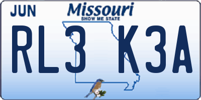 MO license plate RL3K3A