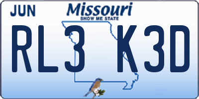 MO license plate RL3K3D