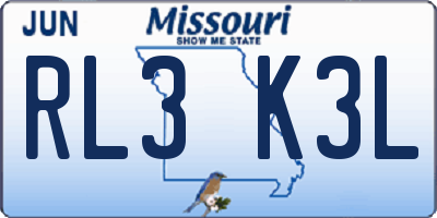 MO license plate RL3K3L