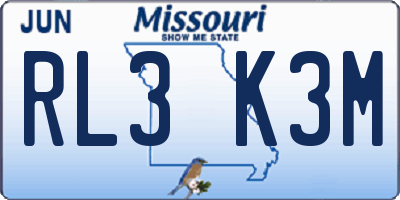 MO license plate RL3K3M