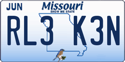 MO license plate RL3K3N