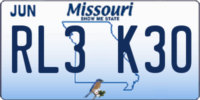 MO license plate RL3K3O