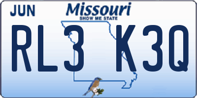 MO license plate RL3K3Q