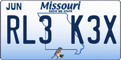 MO license plate RL3K3X