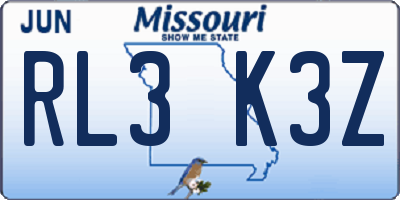 MO license plate RL3K3Z