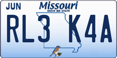 MO license plate RL3K4A